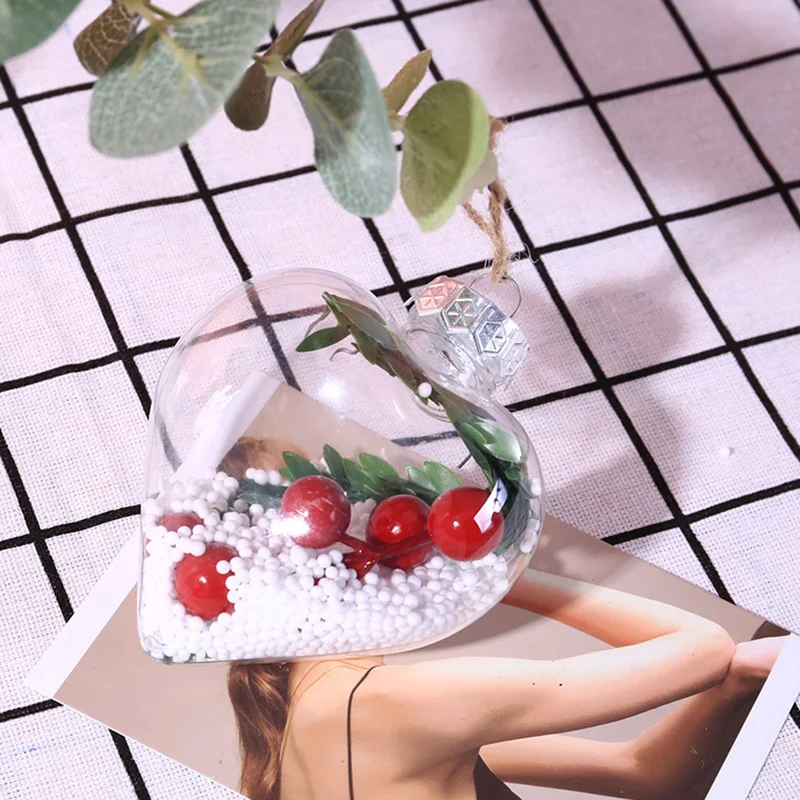 Рождественская игрушка шар с сердечками прозрачный может открыть пластиковые прозрачные безделушки падение Орнамент Рождественские украшения для дома DIY подарок