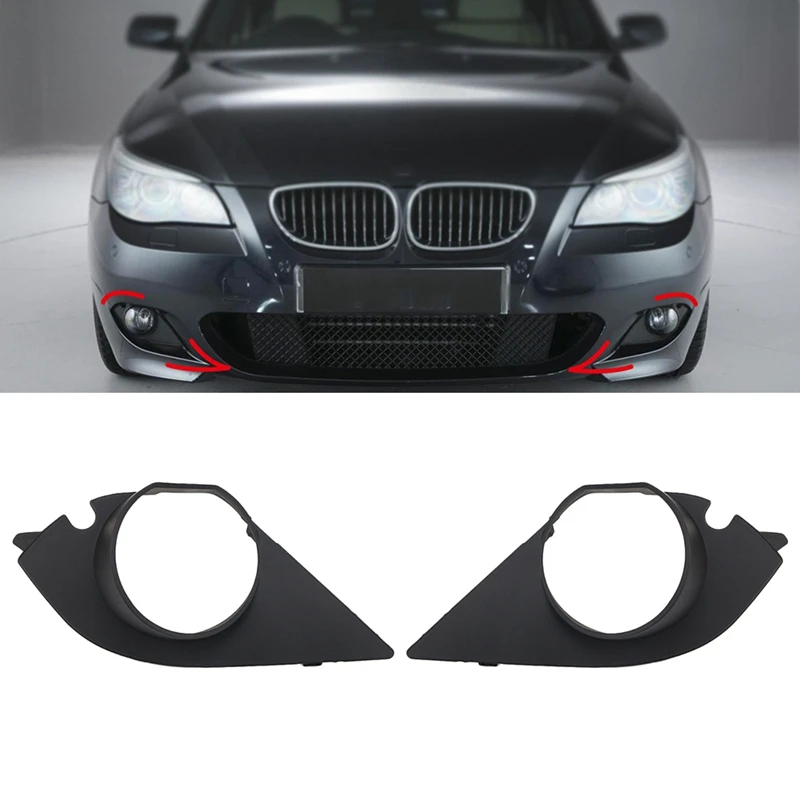 

2X Front Bumper Fog Light Lamp Grill Grille Frame Cover Trim for BMW E60 E61 M Sport 2004-2010 51117896603 51117896604