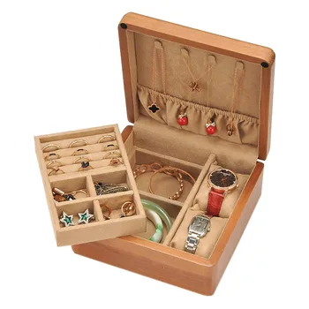 

Chinese Style Handmade Solid Wood Jewelry Box Portable Storage Box Antique Home Jewelry Box Bracelet Watch Necklace Box
