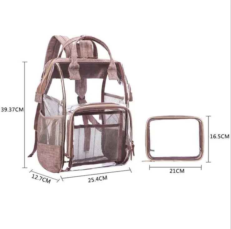 

PVC Transparent School Bag, Waterproof Double Zipper Gel Bag Durable WOMEN'S Fashion Handbag
