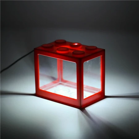 RED PETFORU Betta рыбохозяйственный цилиндр рыбий цилиндр мини аквариум строительный блок аквариум - Цвет: RED