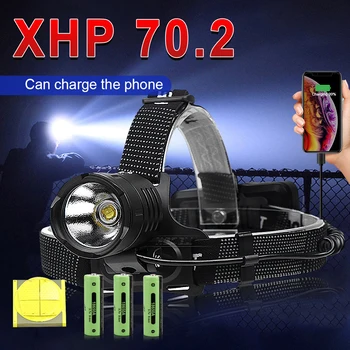 

USB Rechargeable Head Lamp Heat Dissipation XHP70.2 Powerful LED Headlight Headlamp Light fishing frontale lampe 18650 battery