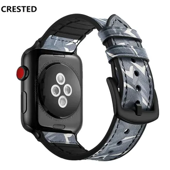 

Silicone Leather strap For Apple watch band apple watch 4 3 44mm 40mm iwatch band series 4/3/2/1 42mm 38MM camouflage bracelet