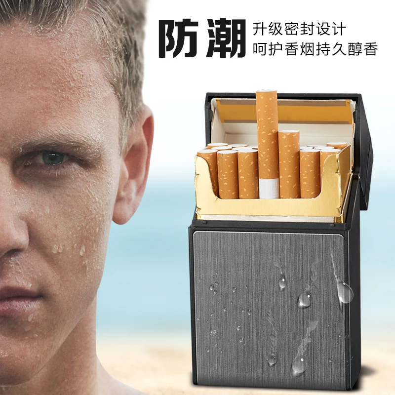

FOCUS Cigarette Case Box Lighter with Flameless Removable Electronic Lighter Windproof Torch Lighter 20pcs Cigarette Holder Case