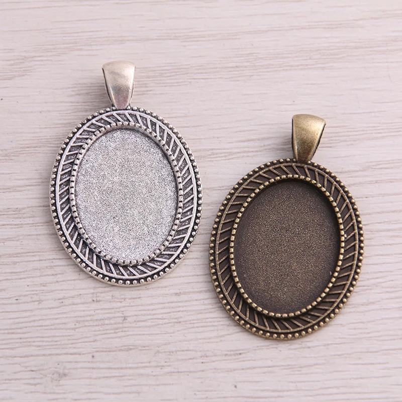 

Sweet Bell 10pcs 18*25mm Inner Size Two Color Metal Alloy Simple Oval Cabochon Pendant Setting Jewelry Findings