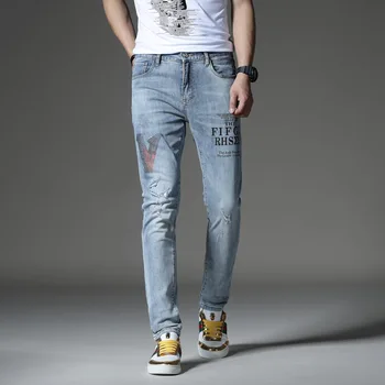 

2020 New Embroidery Blue Men Jeans Fantastic Patterns Quality Brand Slim Lightweight Comfortable Hiphop Pants Men Trousers 28-36