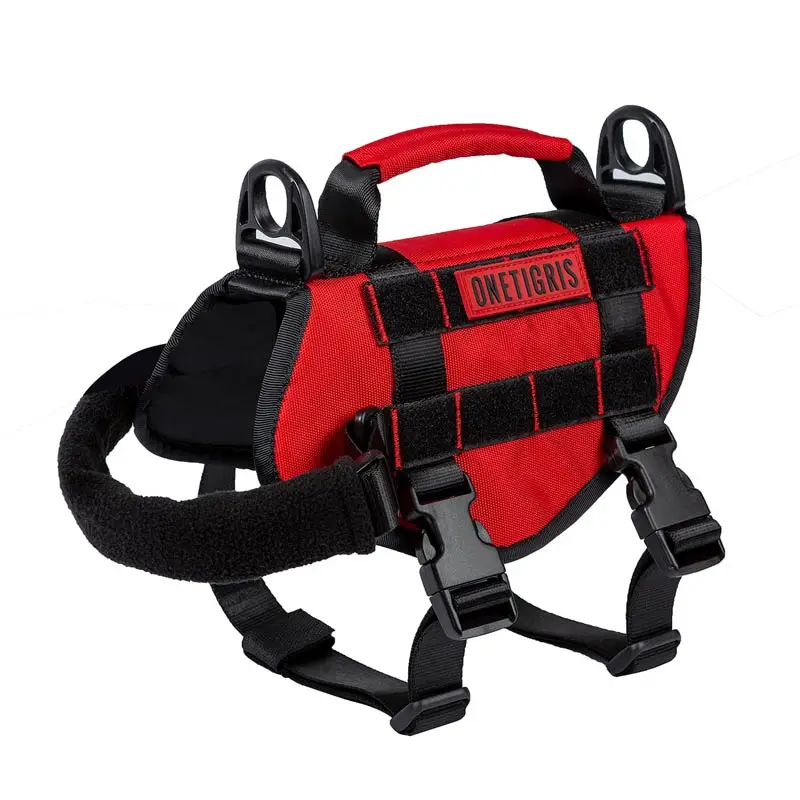 OneTigris MOLLE Жилет для собак маленького размера для прогулок, походов, охоты, тактический военный Молл, тренировочный жилет для службы собаки - Цвет: Красный