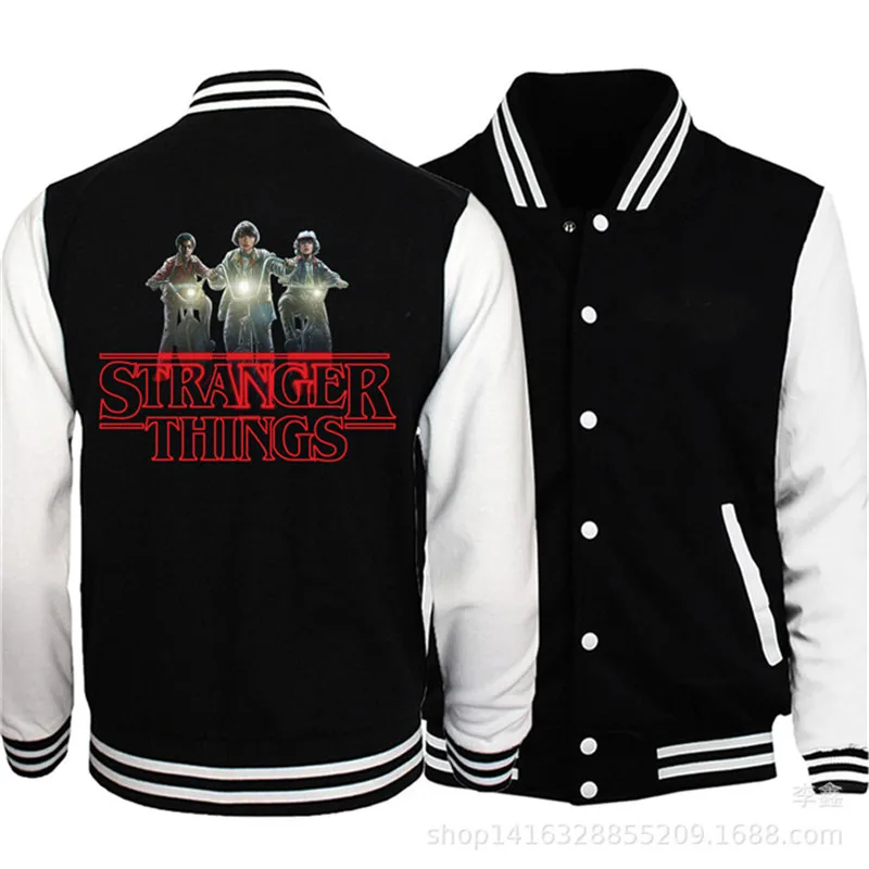 

Stranger Things Mens Autumn Designer Sports Jackets Crew Neck Long Sleeve Button Solid Color Homme Clothing Fashion Style Casual