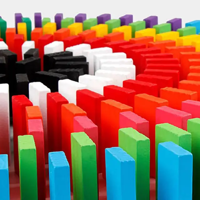 120Pcs/Set Colorful Dominoes Wooden Blocks Children Early Educational Play Toy Domino Block 5