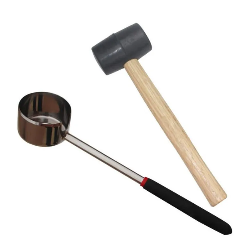Coconut Opener Set For Young& Mature Coconuts By Coconut Tools For Meat Removal With Hammer& Stainless Steel Knife |Premium