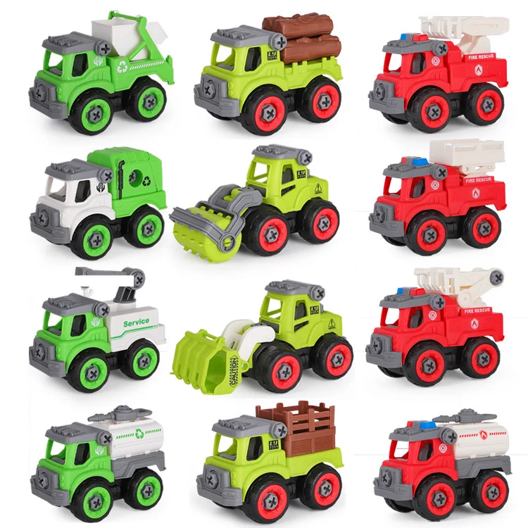 DIY Engineering Fire Truck Sanitatio Car Series Assembling Building Blocks Educational Science Toys Children's Disassembly Model