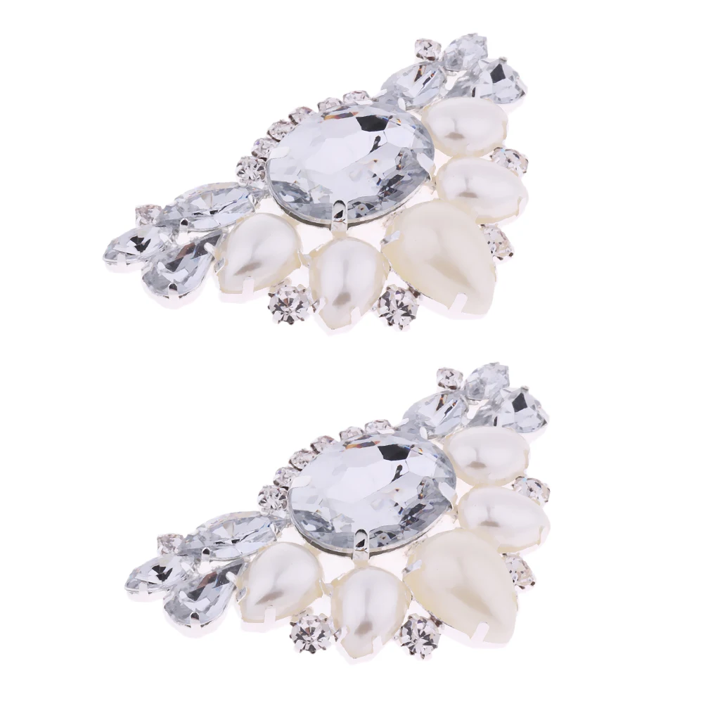 

2Pcs Crystal Wedding Bridal High Heels Shoe Clips Buckles Embellishments White