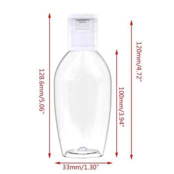 

10Pcs 50/60/100ml Clear Plastic Empty Bottle Flip-Top Hand Sanitizer Refillable Container Portable Shampoo Lotion Cosmetic Dispe