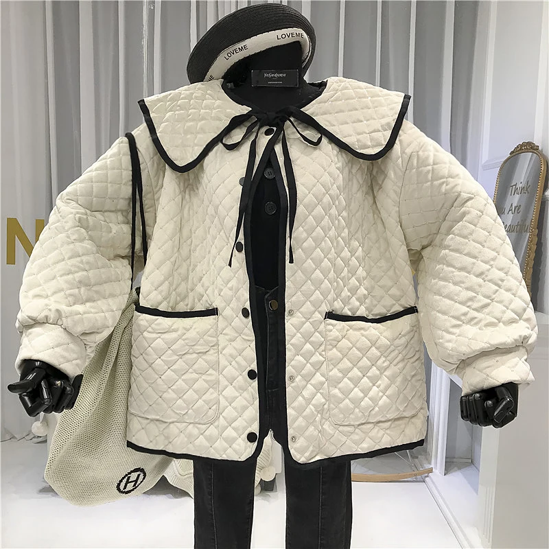 

Sweet Winter Coat Women Cotton Down Covered Button Solid Ropa De Invierno Para Mujer 2019 New Womens Winter Fashion top