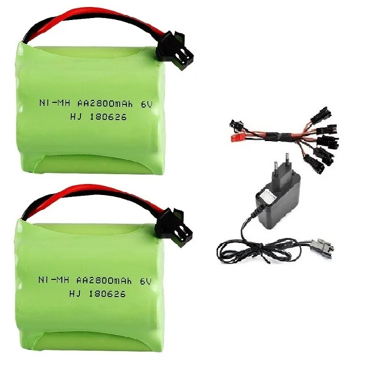 YUKALA 6V 2800mAh Ni-MH AA батарея T тип для RC грузовик/RC автомобиль/RC лодка/RC Танк штекер SM 6 v 2800 mah - Цвет: Зеленый