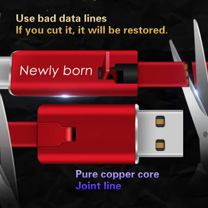 

Exclusive new reborn charging line Micro USB cable repairable data line for Phone X Xr 6 7 Samsung Xiaomi Huawei Android Phone