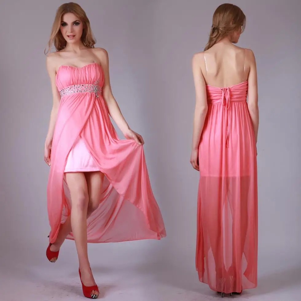 Горячая дизайн распродажа Donna Bella женское Персиковое длинное платье с бисером для невесты шифоновые платья на выпускной - Цвет: pink