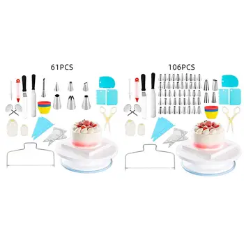

Cake Turntable Set 106pcs Silicone Cake Decoration Tool Set Muffin Cup Decorate Pastry Bags New Baking Tools Home Flower Mouth