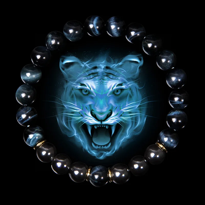 

Men Bracelet Natural Blue Tiger Eye Stone Bracelets Men Fashion Classic Stretch Bangle For Homme Hematite Bead Armbanden Jewelry