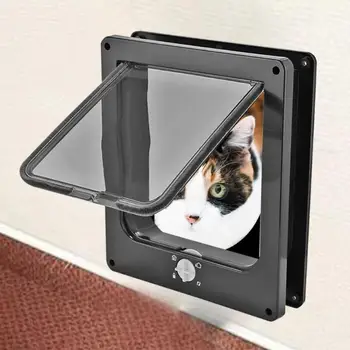 

Puppy Door ABS Plastic Security Gate Cat Flap Door with 4 Way Lock Pet Supplies Security Locks Can Completely Open