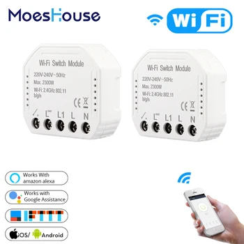 

DIY Smart WiFi Light Switch Smart Life/Tuya APP Remote Control 1/2 Way 1 Gang Switch,Works with Alexa Echo Google Home