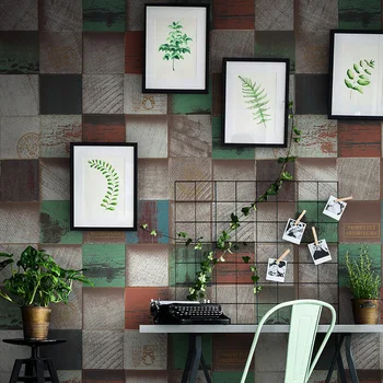 

3D WoodPVC HD Pattern Heart Wood Blocks Wallpaper Antique Grain Clothing Store Restaurant Background Wall Art Home Decoration