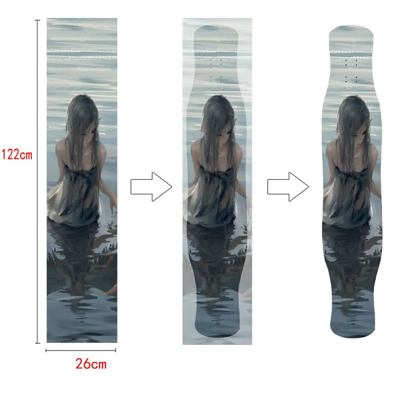 122cm long board skateboard sandpaper dance board hollow DIY double rocker wear resistant waterproof air hole sticker