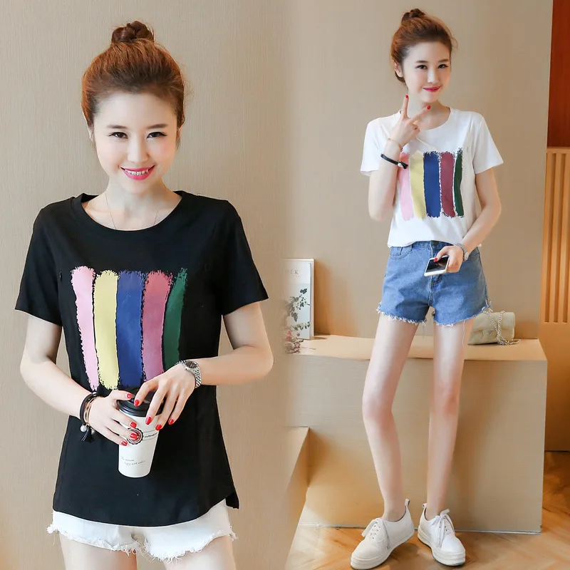 

Lactation Garment 2018 Summer New Style Maternity Clothes Tops-Style Nursing Stripes T-shirt Postpartum Breastfeeding Clothes