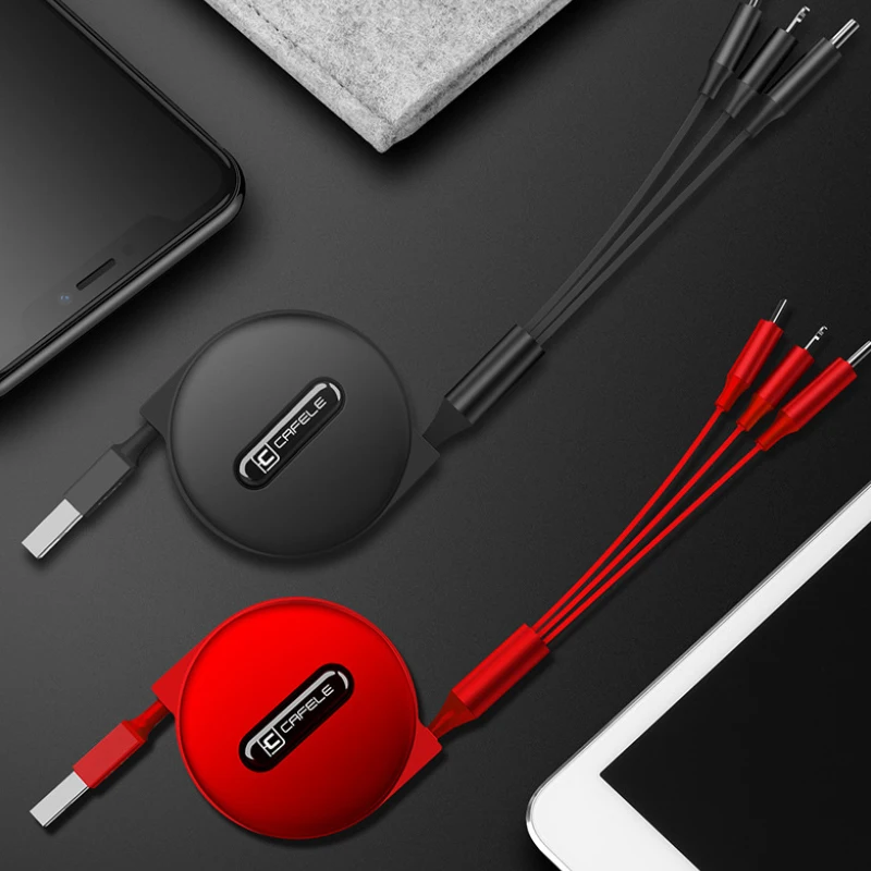3 в 1 Micro USB для type-C Lightning Combo Мужской Выдвижной кабель для зарядки данных для всех смартфонов