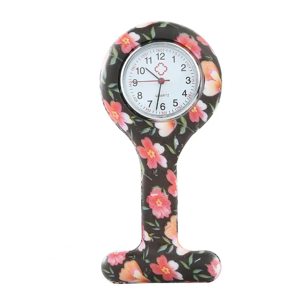 Pocket Watch Casual Silicone Nurse Watch Multicolor Pattern Arabi Numerals Round Dial Women Nurses Brooch Tunic Fob Watches Pocket Watches