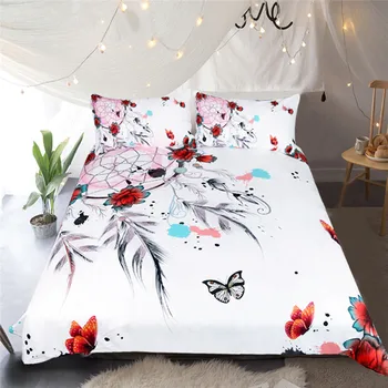 

White Dream Catcher Moon Duvet Cover Set 3d Bohemian Bedding Set Microfiber Bedspread Pillowcase Queen King Size Bed Sets