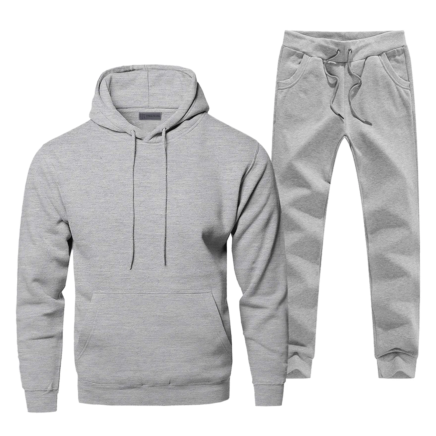 

Solid Color Mens Full Suit Tracksuit Simple Style Sweatpants Hoodies For Men Pure Color 2 Piece Set Fitness Sets Warm Streetwear