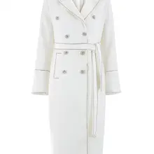 GETSRING, Женский Тренч, винтажный Тренч, двубортный, длинный, с кристаллами, пальто для женщин, с цепочкой, с бантом, на шнуровке, тренчи