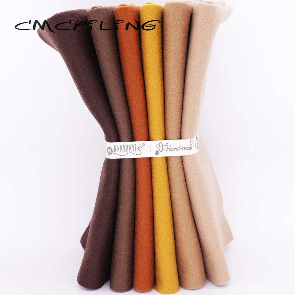 CMCYILING Brown Soft Felt Fabric For Needlework DIY Sewing Dolls Crafts/Patchwork Non-Woven/Polyester Cloth 25cmx28cm 6Pcs/Lot