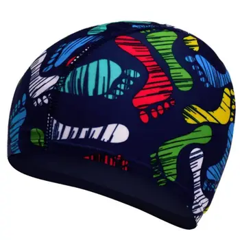 

Adult Children Waterproof Stretchy Swimming Cap Colored Heart Floral Digital Printing Ears Protection Long Hair Bathing SPA Hat