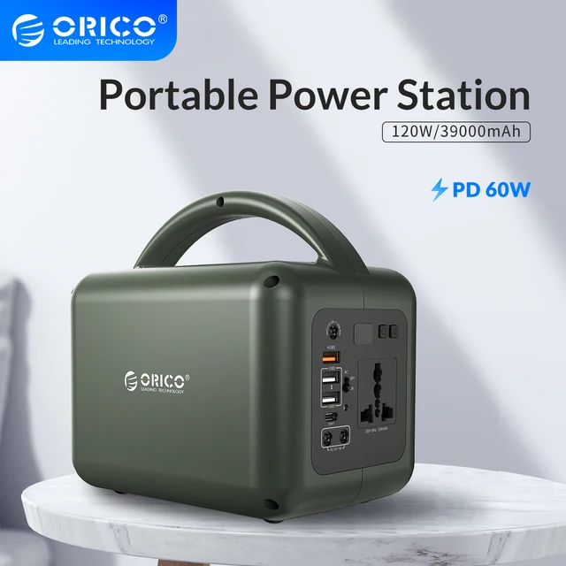 ORICO Portable Power Station PD Charging 220V 120W Backup Battery AC Outlet 39000mAh Type C Quick Charge Flashlight For Outdoor 1