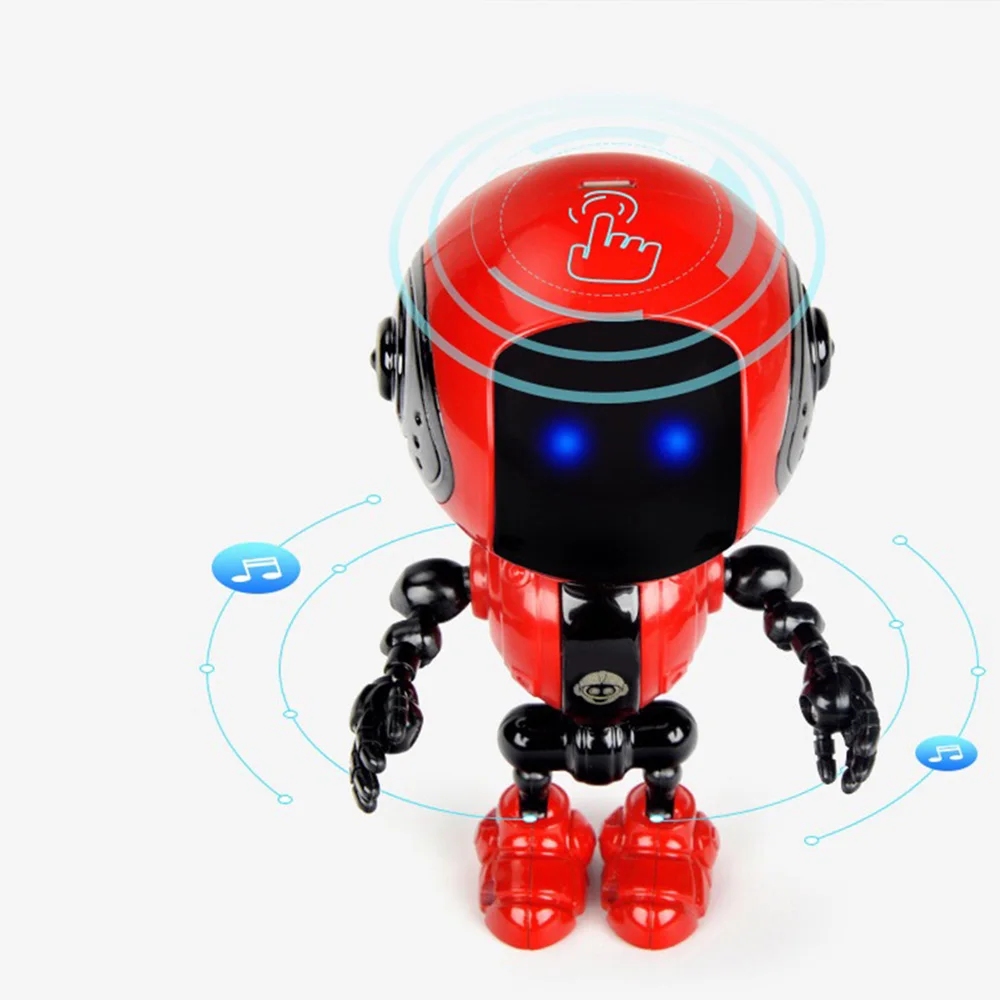 Перезаряжаемый детский сенсорный датчик, светодиодный умный музыкальный мини робот из сплава с подвижными шарнирами, usb зарядка, игрушки для детей, подарки