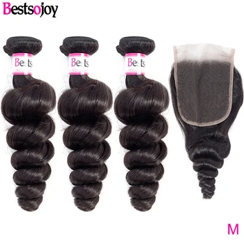 

Loose Wave Bundle With Closure Human Hair 3 Bundle With Lace Closure Remy Brazilian Hair Weave Bundle and Closure Bestsojoy