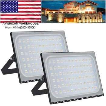 

2x 500W LED Flood Light Outdoor Ultra thin Spotlight Landscape Garden Warm White
