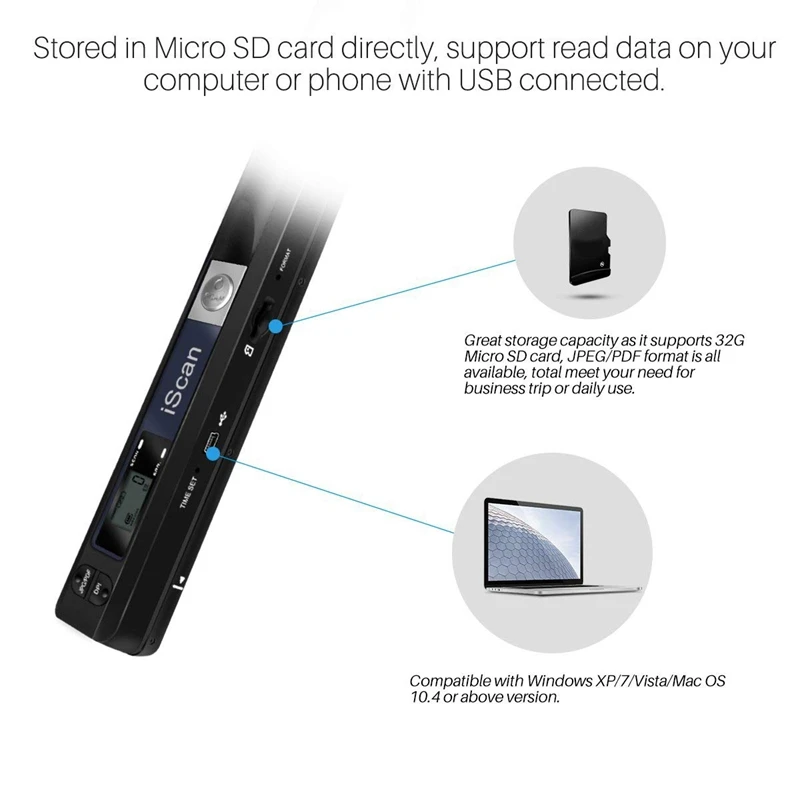 

Portable Wireless A4 Size Document & Images Scanner 900Dpi Resolution / Jpg Pdf Formate / Lcd Display(Jpg/Pdf Format, High Speed