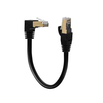 

Universal Cat 7 Ethernet Patch Cord Black Right Angle RJ45 Gigabit Computer Network Cable Cord 0.3M Line Wire Install one second