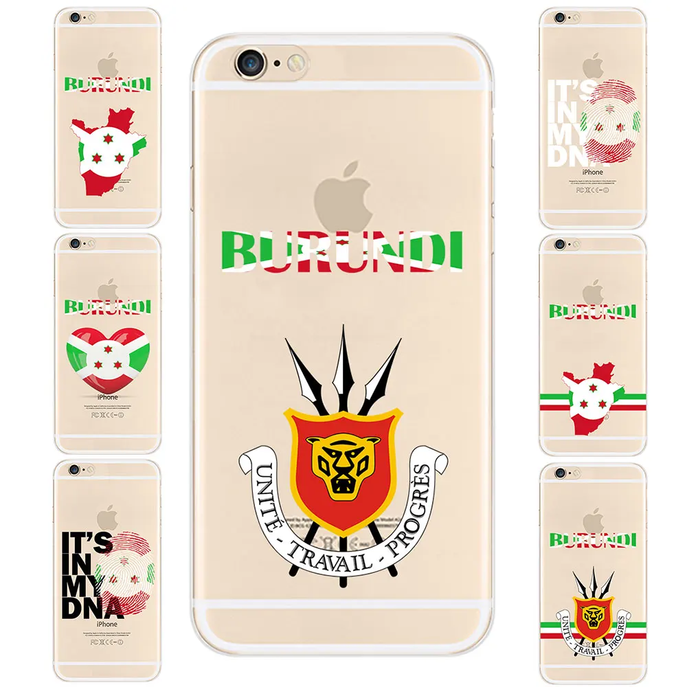 Transparent TPU Phone Cases For iPhone 6 7 8 S XR X Plus 11 Pro Max Burundi National Flag Coat Of Arms | Мобильные телефоны и