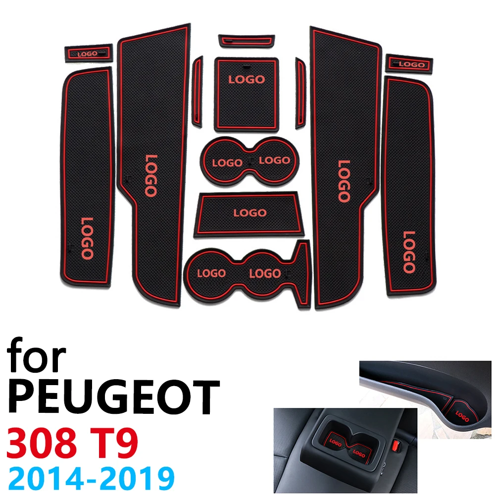 Противоскользящие резиновые чашки подушки Салонные подложки для peugeot 308 T9 MK2~ аксессуары чехлы сидений автомобиля коврик для телефона