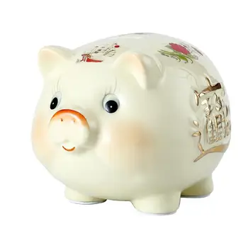

1pc Adorable Pig Design Saving Pot Durable Delicate Lovely Ceramics Money Pot Coin Container Piggy Bank for Kids Children Home