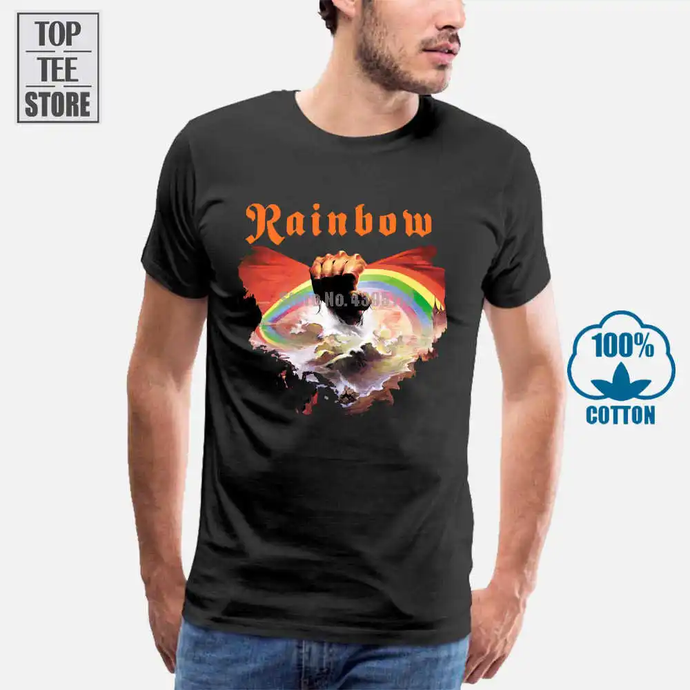 

New Men Summer Tops Casuals Shirts Rainbow Rising Ritchie Blackmore Rock Official Tee T Shirt Mens Unisex