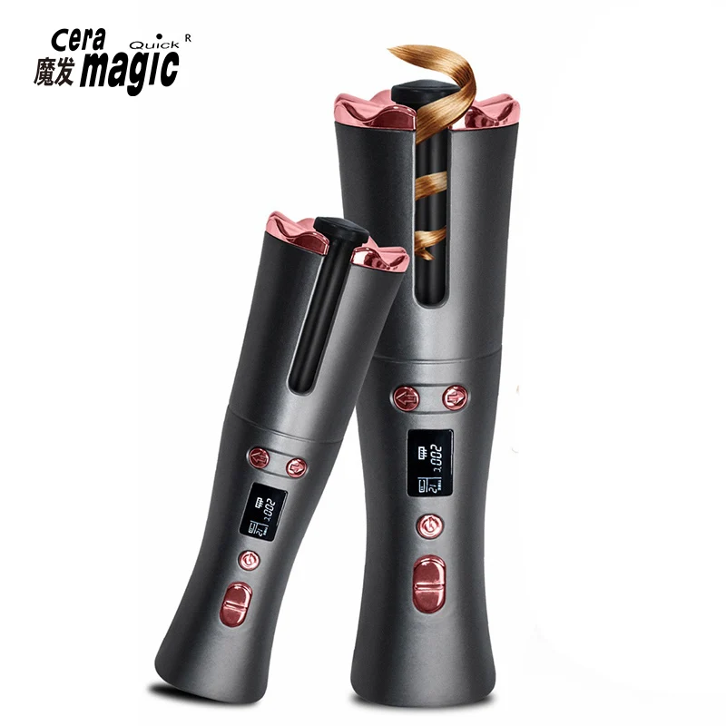 

Автоматическая керамическая плойка для волос, беспроводная утюжок с зарядкой от USB и светодиодным дисплеем, стайлер для завивки волос с перезаряжаемой температурой