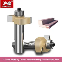 HUHAO – mèche de toupie à rainurer en T, avec roulement, de qualité industrielle, pour le travail du bois, Type T, 1/2 pouces