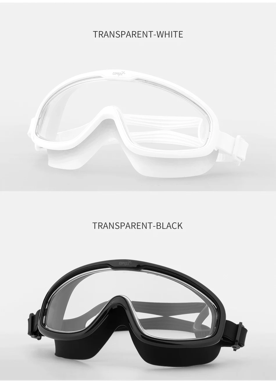 COPOZZ 2020 Anti-fog Swimming Goggles Whole Shaped Lens UV Protection with Big Silicone Frame Swimming Glasses for Men and Women