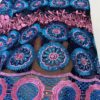

2020 Latest Nigerian Lace Fabric High Quality Embroidered African Laces Fabric For Wedding Dress French Tulle Lace With Stones