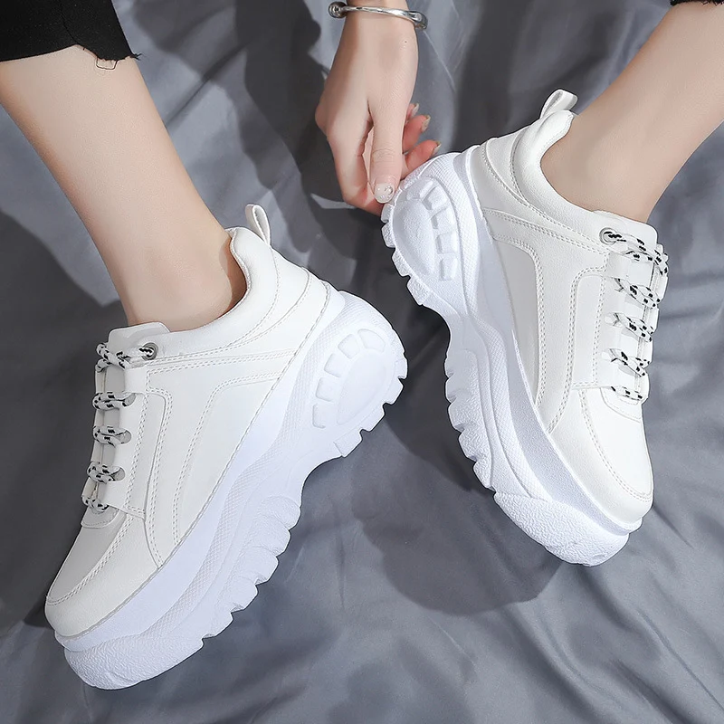

Women's Platform Sneakers Ladies White Chunky Sport Shoes Vulcanized Women Spring Footwear PU Fashion Casual Running Shoe Tennis
